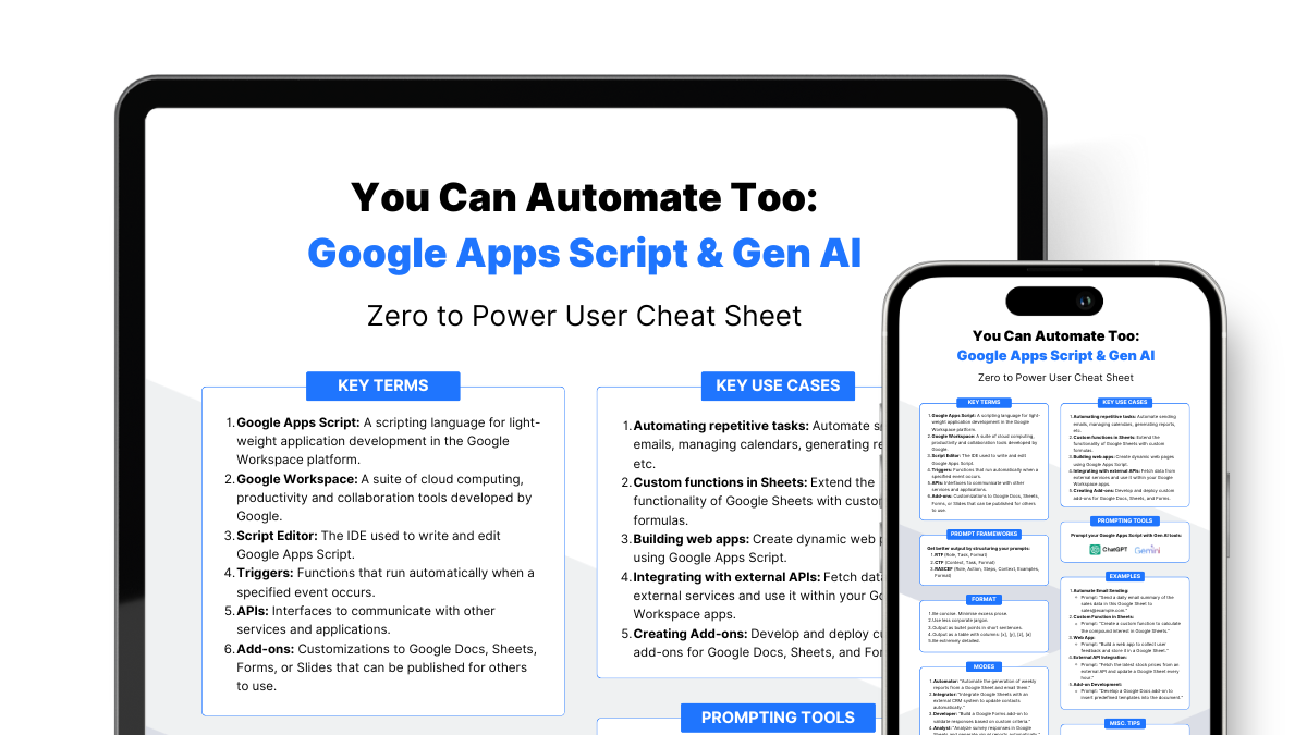 Google Apps Script Cheatsheet